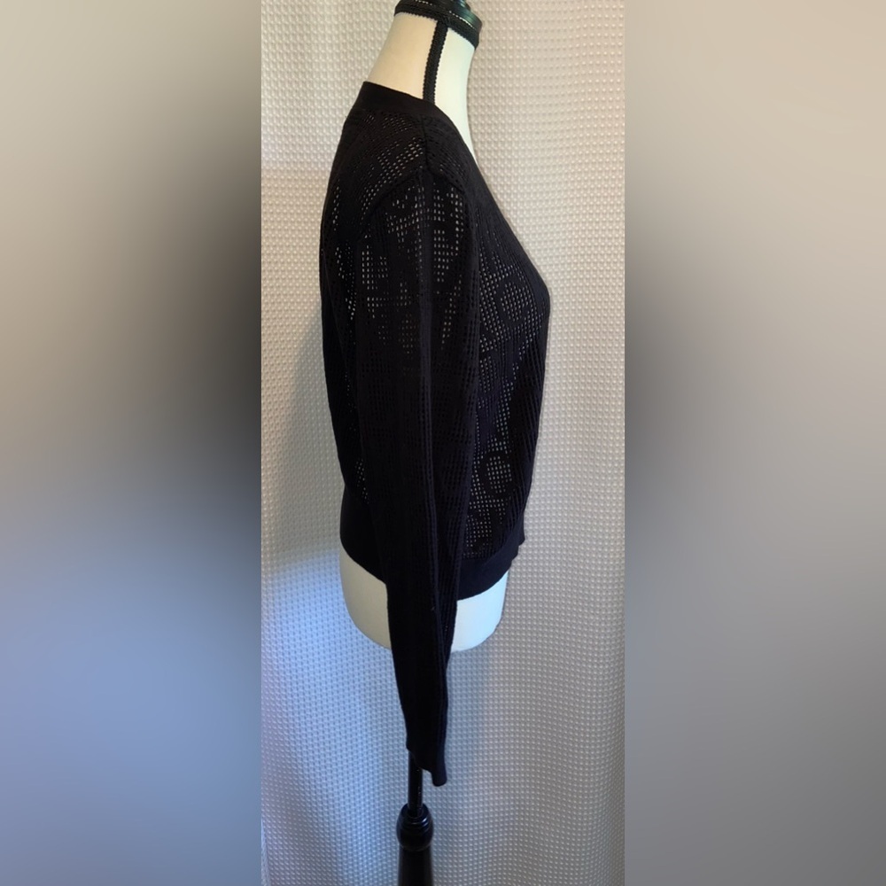 CALVIN KLEIN sheer black buttoned cardigan all over Logo size Large - Picture 6 of 9